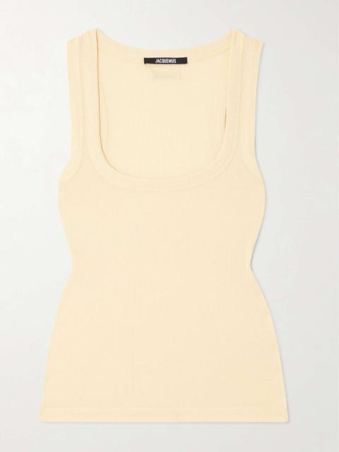 Ribbed cotton-jersey tank Yellow