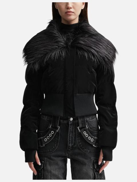 MISBHV VELVET LATEX CROPPED PUFFER JACKET