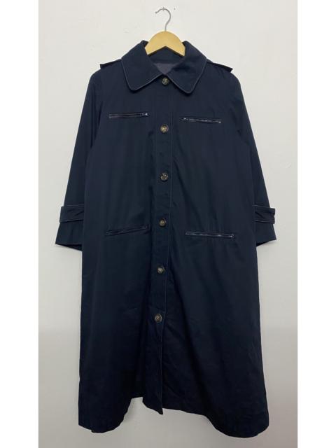 CELINE Vintage Celine Trench Coat Dark Navy Long Button Up Jacket