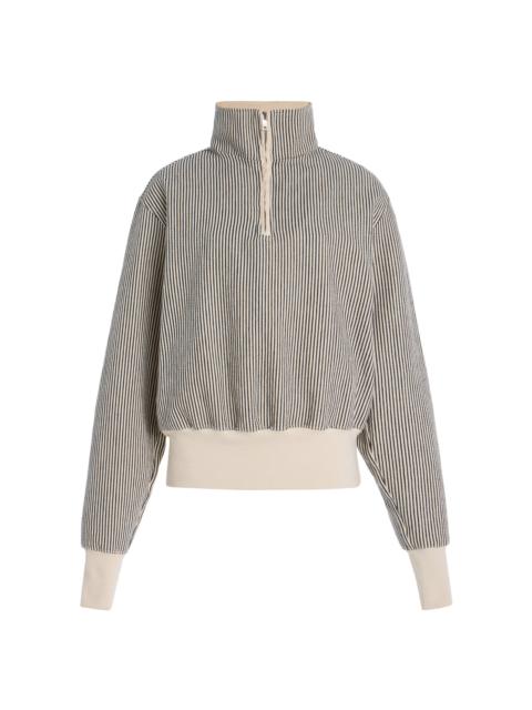 LES TIEN Bailey Cropped Half Zip Cotton Sweatshirt multi