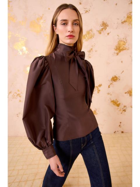 ULLA JOHNSON Giorgia Silk Neck Tie Blouse