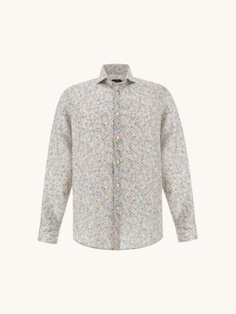Paul & Shark LINEN SHIRT WITH GEOMETRIC WATERCOLOR PATTERN