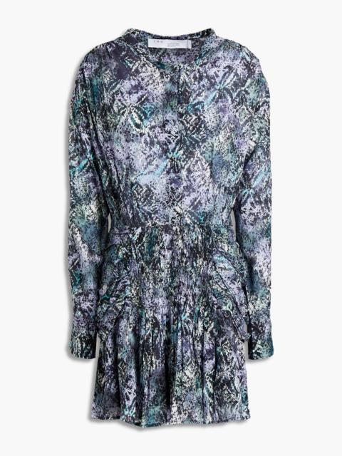 Other Designers Deniz ruched printed cotton mini dress