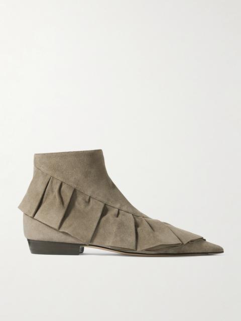 JW Anderson Ruffled Suede Ankle Boots