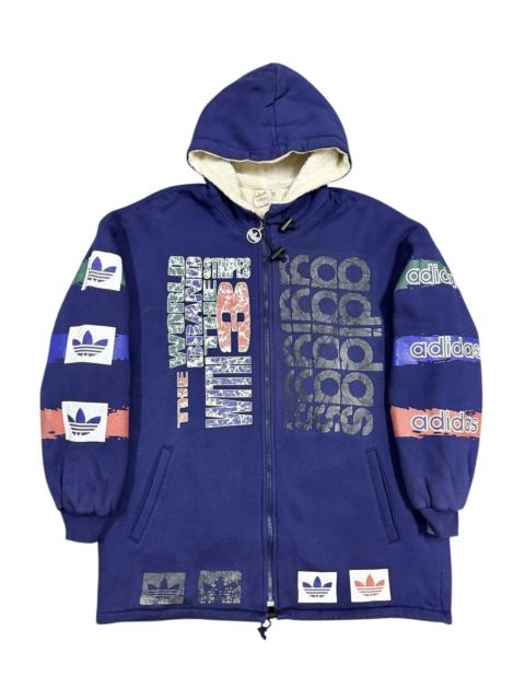 adidas Vtg🌟Adidas Big Logo Sherpa Inner Hoodies Zipper Jacket