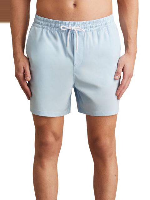 REISS Reiss Cliff Water Resistant Swim Trunks in Soft Blue at Nordstrom