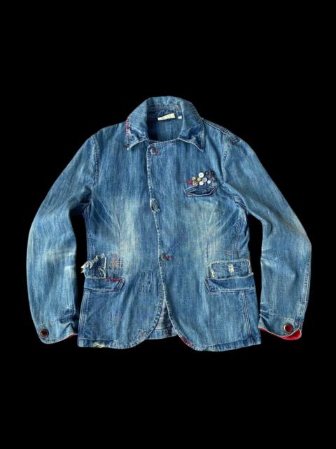 Other Designers GUMU INTERNATIONAL JAPANESE DISTRESSED JACKET DENIM TYPE 3 MINIMALIST JACKET KIRO HIRATA KAPITAL STY