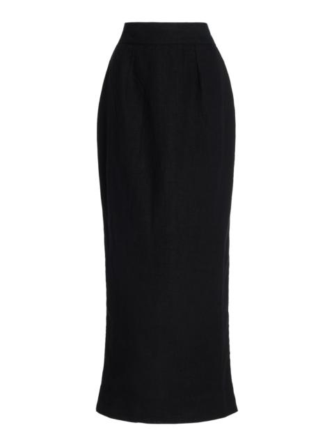 POSSE Exclusive Emma Linen Maxi Skirt black