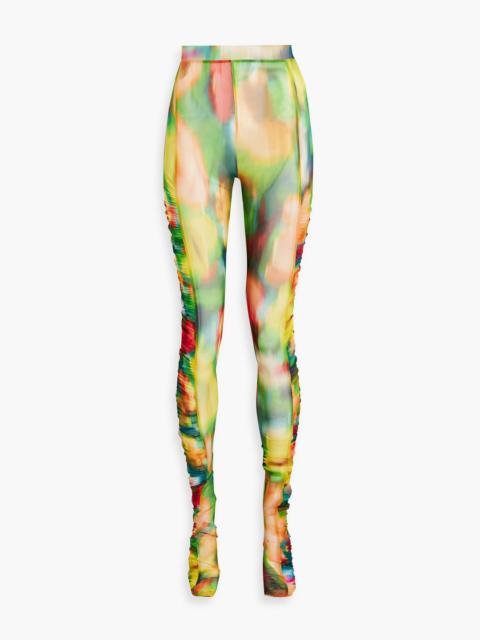 Dries Van Noten Ruched tie-dyed mesh leggings