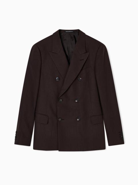 EMPORIO ARMANI DOUBLE-BREASTED BLAZER IN PURE LINEN