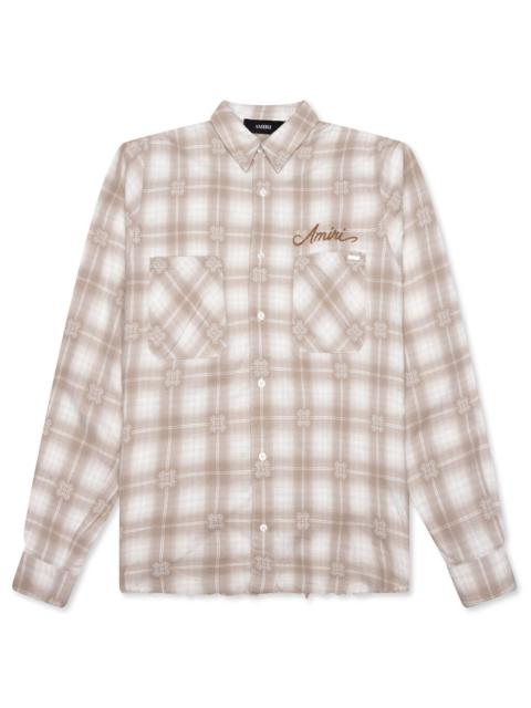 AMIRI BLEACH BANDANA PATCH FLANNEL - LIGHT CAMEL