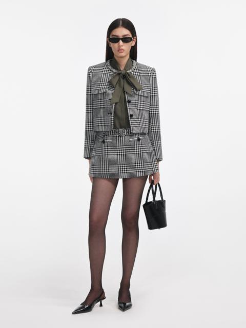 self-portrait Houndstooth Crystal Trim Jacket