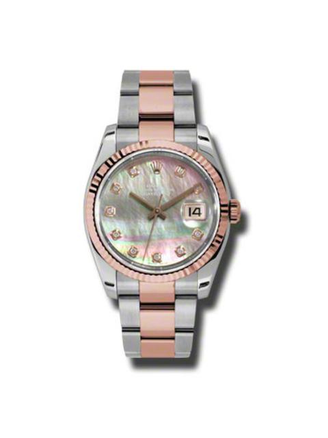 ROLEX Rolex Oyster Perpetual Datejust 36 Black Mother of Pearl Dial Stainless Steel and 18K Everose Gold B
