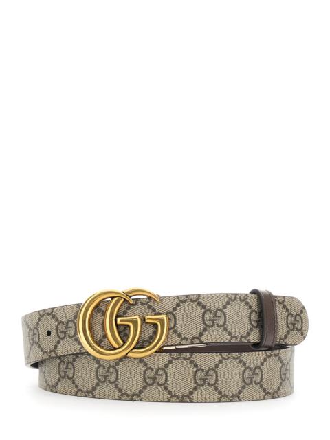 GUCCI Gucci Women Reversible Belt With Double G Logo Buckle In Gg Supreme Canvas Brown Woman