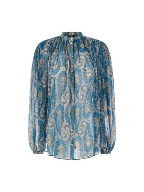 Etro ETRO Blue Silk Shirt New & Authentic (Women's size:IT 40;)