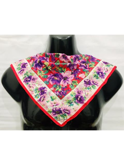KENZO RED FLORAL HANDKERCHIEF SCARF