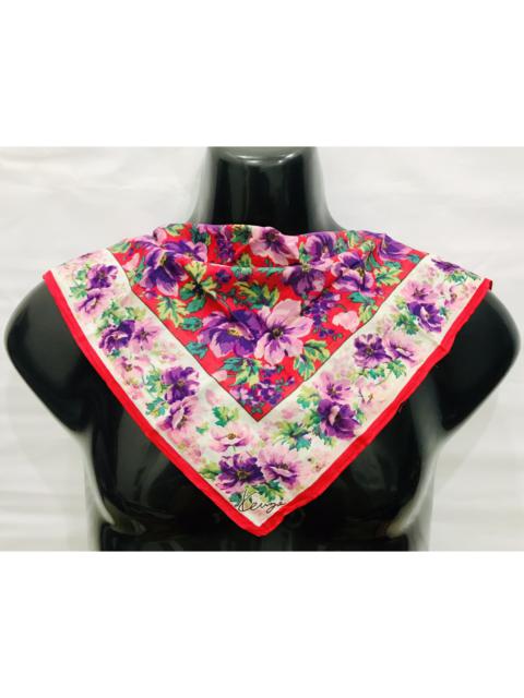 KENZO KENZO RED FLORAL HANDKERCHIEF SCARF