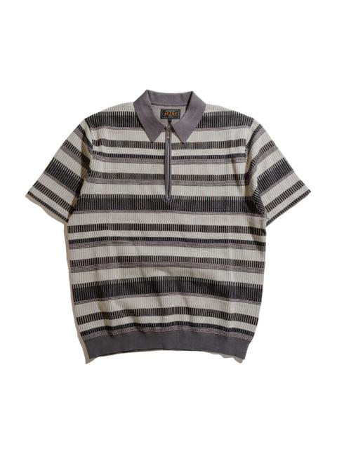 Half Zip Knit Polo Grey