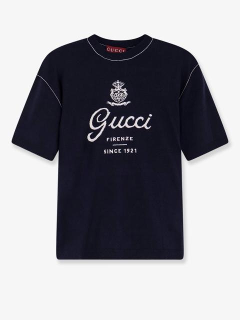 GUCCI Gucci Silk and Linen Sweater Blue Men