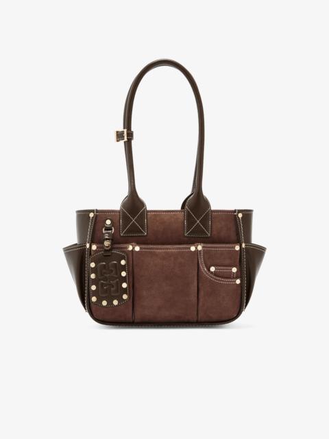 GANNI POSY BAG SMALL IN BROWN SUEDE