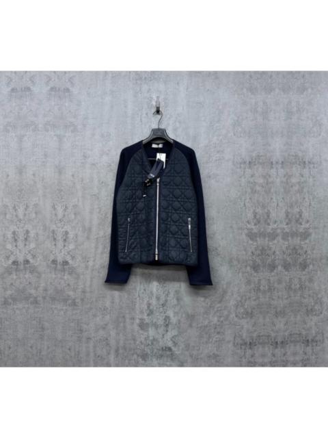 Dior Dior Cannage-Quilted Leather & Ribbed Trim Jacket with Logo Clasp