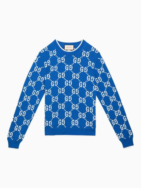 Gucci Cobalt Blue/Ivory Jersey With Gg Inlay Men
