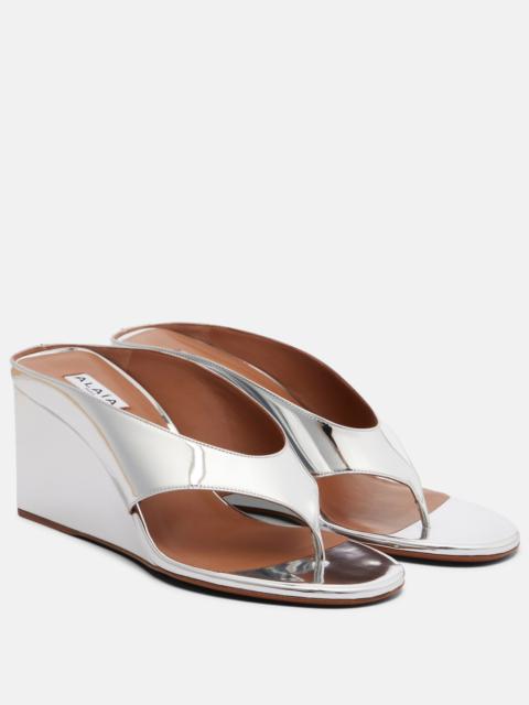 Alaïa Cube leather wedge thong sandals
