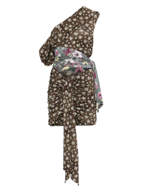 THE ATTICO one-shoulder patchwork mini dress