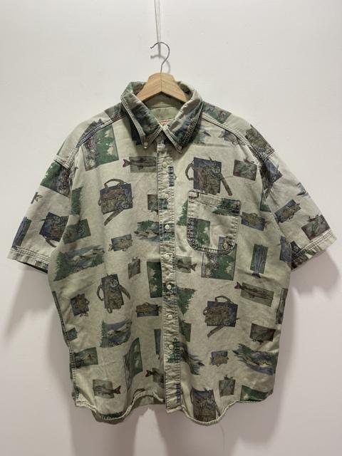 Other Designers Vintage - VINTAGE WOOLRICH FULLPRINT LOGO BUTTON UP SHORT SLEEVE