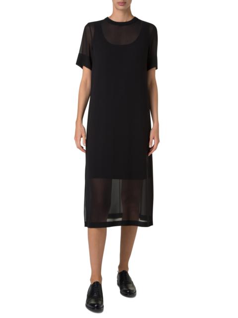AKRIS Akris Sheer Silk Georgette Shift Dress in Black at Nordstrom