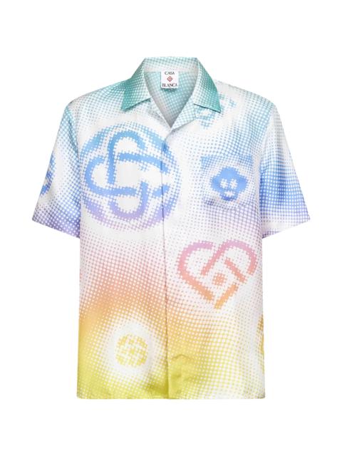 CASABLANCA Printed silk satin Halftone Logo shirt
