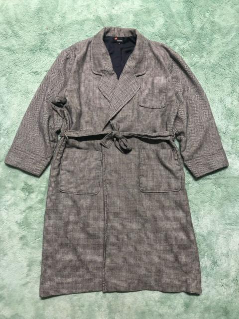 KENZO VINTAGE KENZO PARIS WOOL ROBE TIE BELTS CHECKED LONG COAT