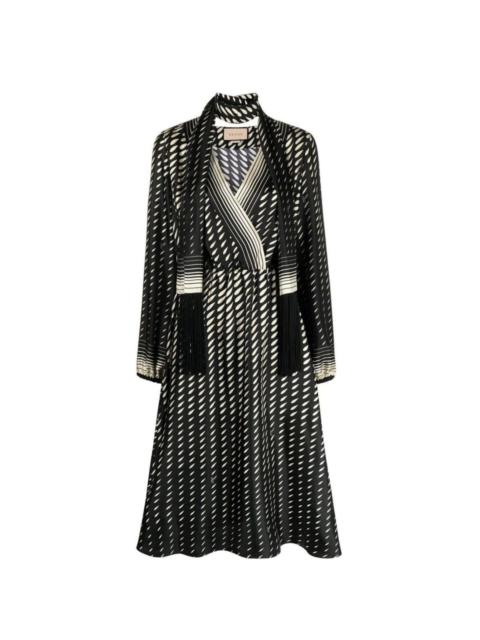 GUCCI Printed Scarf Belted Wrap Dress