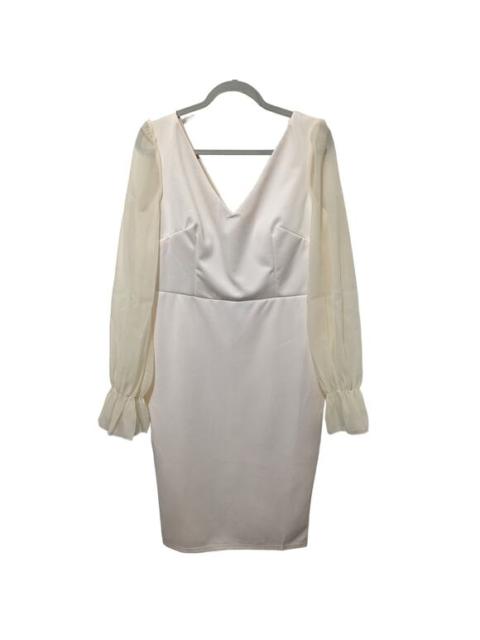 Other Designers Giffniseti New With Tags Romantic Cream Sheer Chiffon Puff Sleeve Dress X-Large