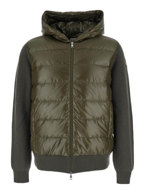 Moncler Moncler Men Green Down Filled Cardigan With Fixed Hood And Logo Patch On The Sleeve In Tech Fabric M