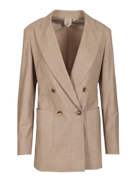 Max Mara Double-Breasted Cashmere Blazer Jackets Brown