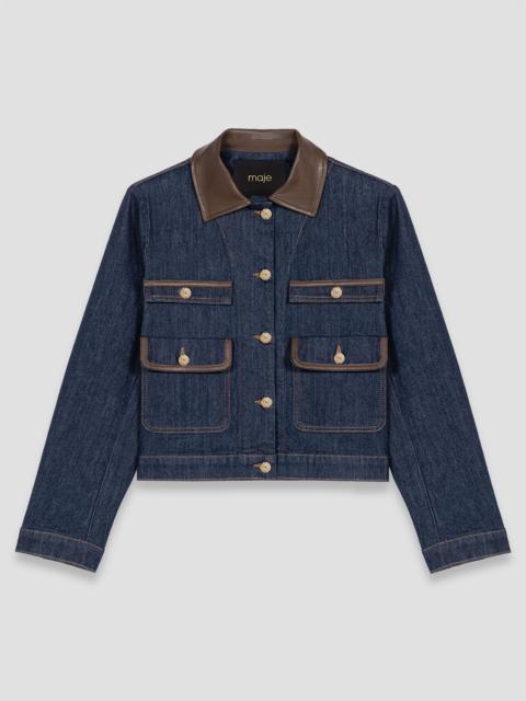 maje Denim jacket with faux leather