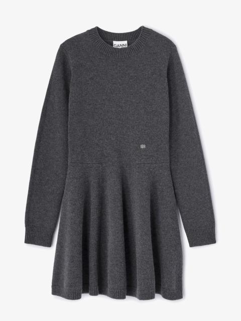 GANNI GREY WOOL MINI DRESS