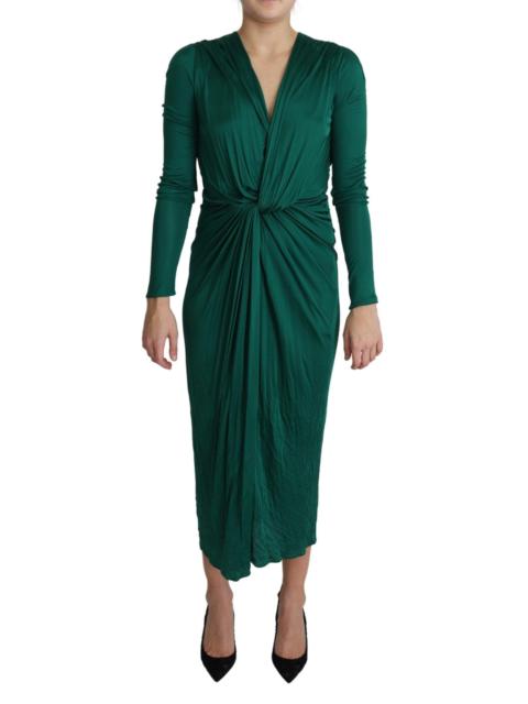 Dolce & Gabbana Green Fitted Silhouette Midi Viscose Dress