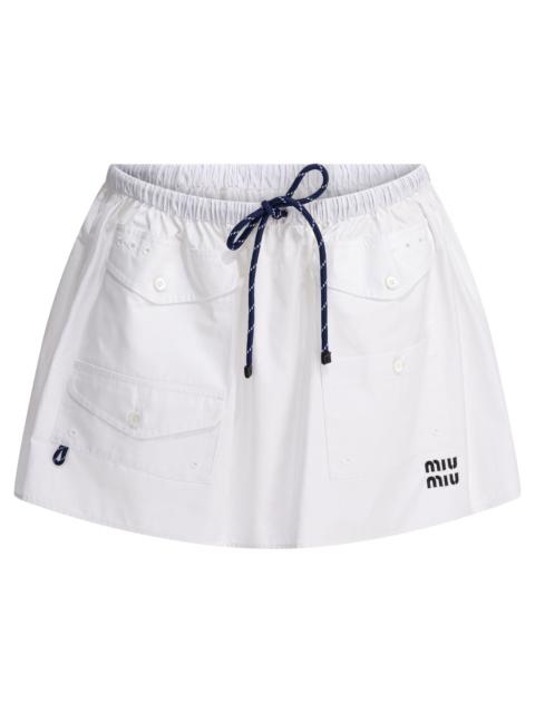 Miu Miu Miu Miu Poplin Mini Skirt With Logo