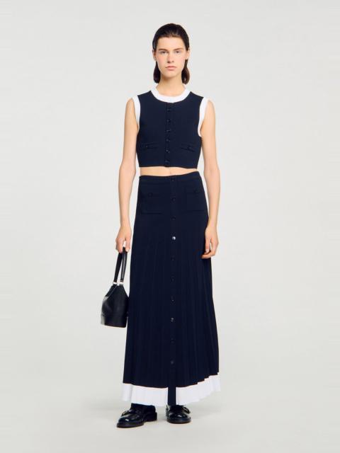 Sandro TWO-TONE CROPPED CARDIGAN