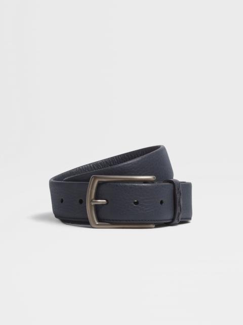 ZEGNA NAVY BLUE LEATHER BELT