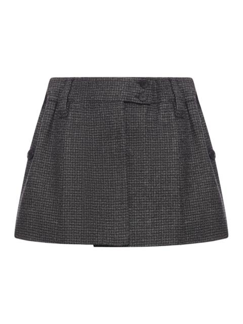 Prada Prada Women Vichy Pattern Mouliné Wool Mini Skirt