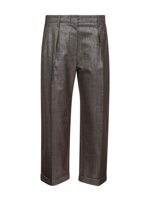 Brunello Cucinelli Brown Sparkling twill Chino Pleated trousers