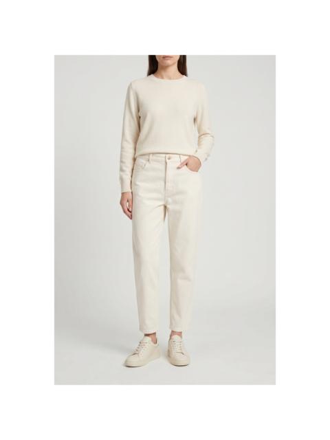 Brunello Cucinelli Brunello Cucinelli Wooff White Relaxed Cotton Trousers
