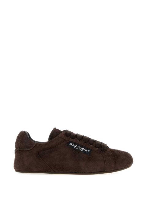 Dolce & Gabbana Dolce & Gabbana Men Dark Brown Suede Portofino Sneakers