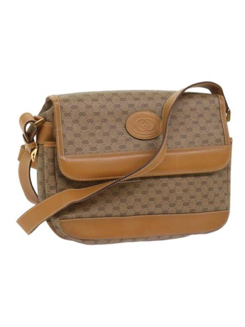 GUCCI Micro GG Canvas Shoulder Bag Leather Beige