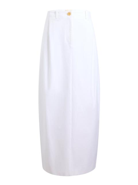 KHAITE Lucian Cotton Poplin Maxi Skirt white