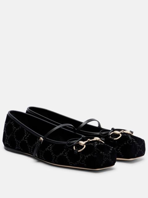 GUCCI Gucci Horsebit velvet ballet flats
