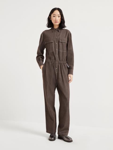 Brunello Cucinelli Lightweight no-fade denim jumpsuit with monili